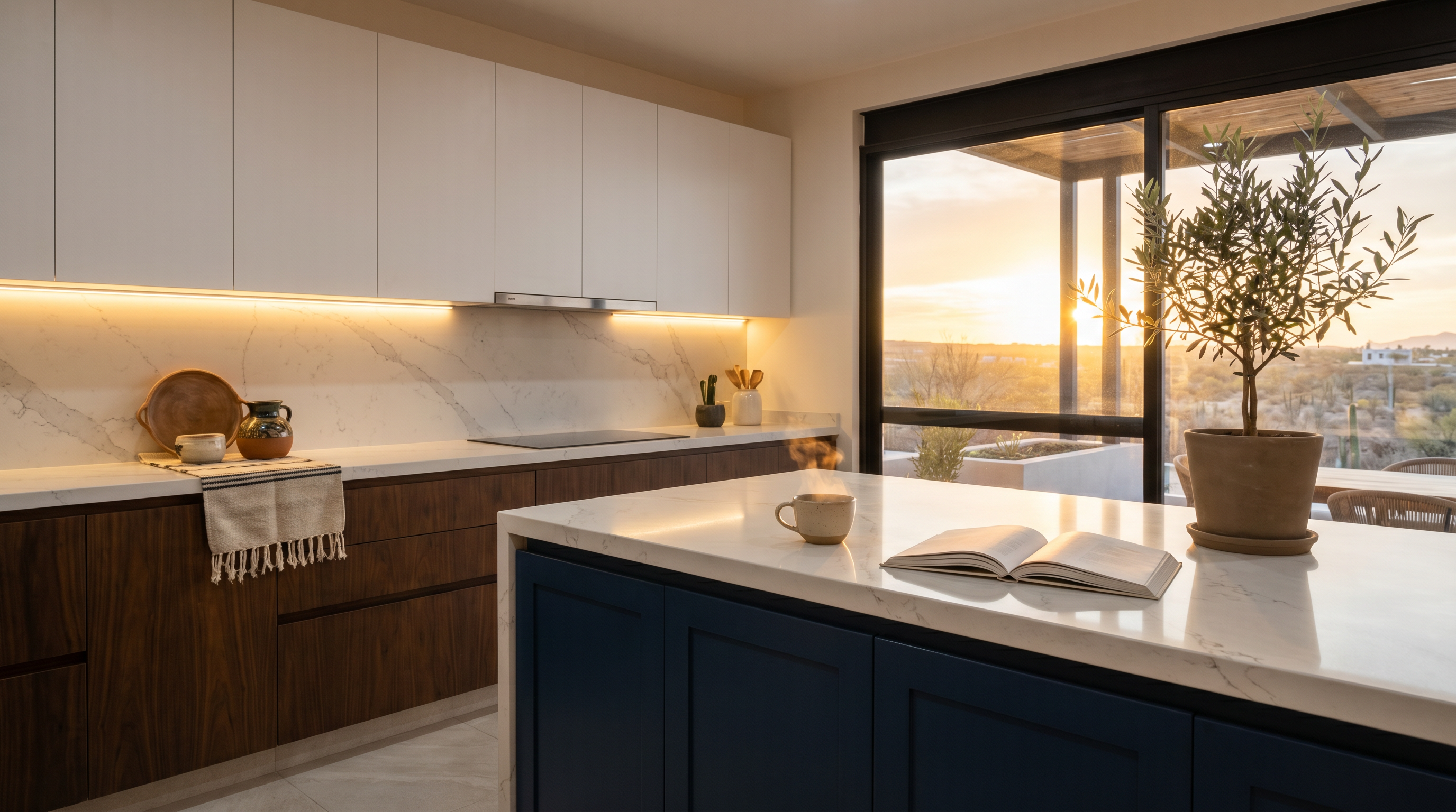 Cocina con combinación de melaminas Arauco: madera y liso